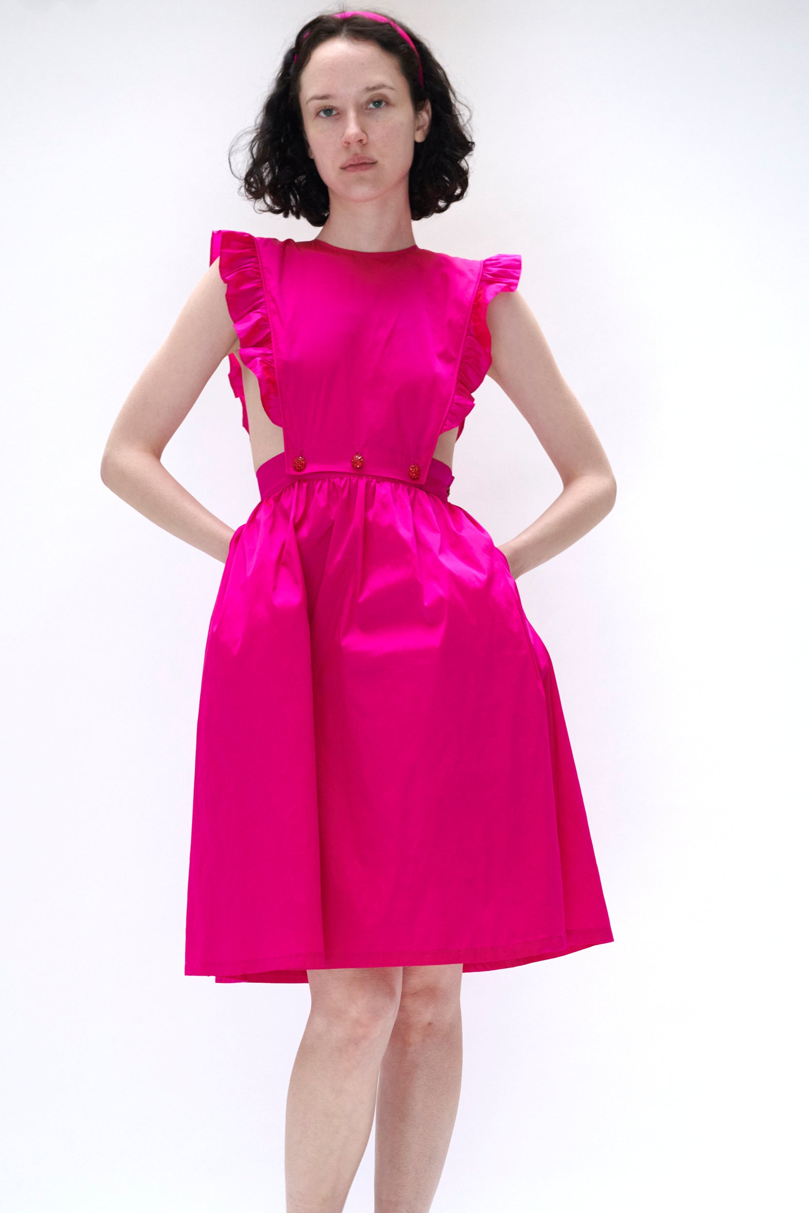 batsheva pink dress Silk Midi Length Dress