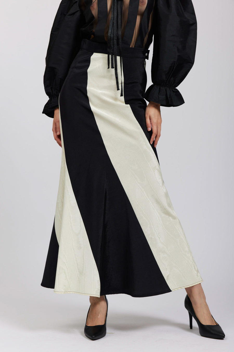 BATSHEVA - Cera Skirt in Cream & Black Moiré
