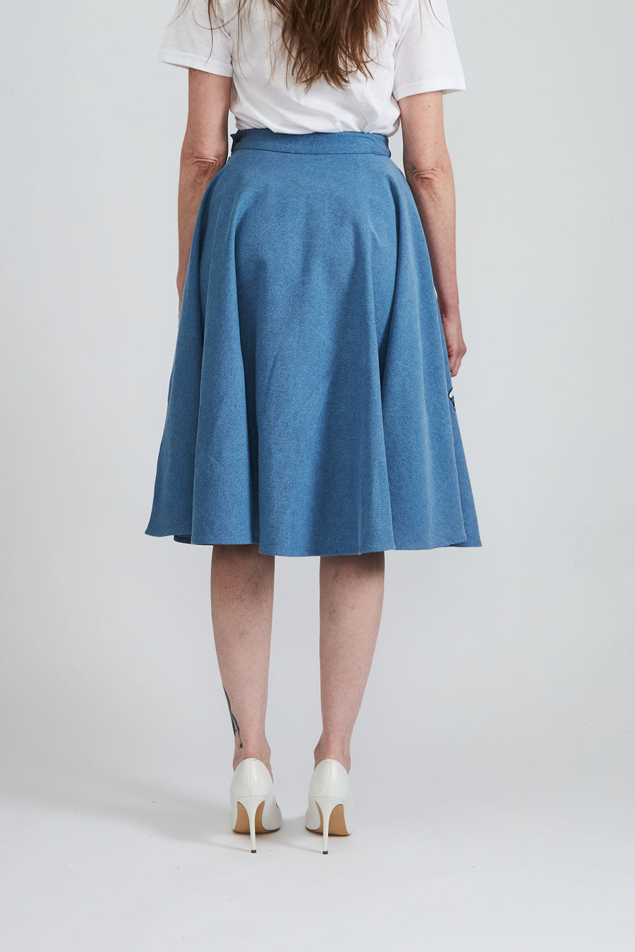 BATSHEVA - Car Skirt in Blue Denim
