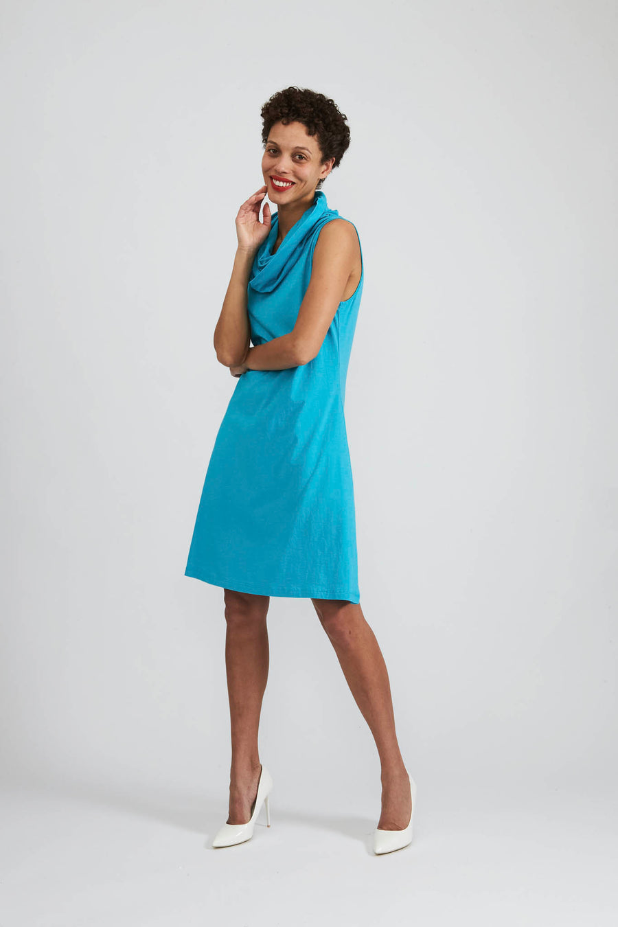 BATSHEVA - Norma Dress in Scuba Blue Jersey