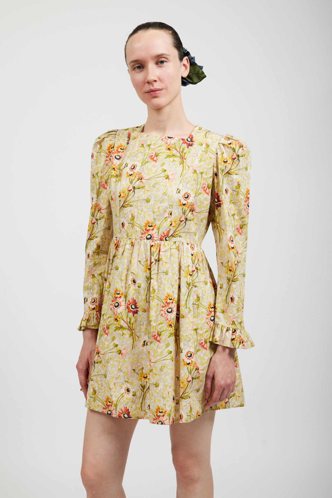 Laura Ashley x BATSHEVA Square Neck Mini Prairie Dress in Rowena