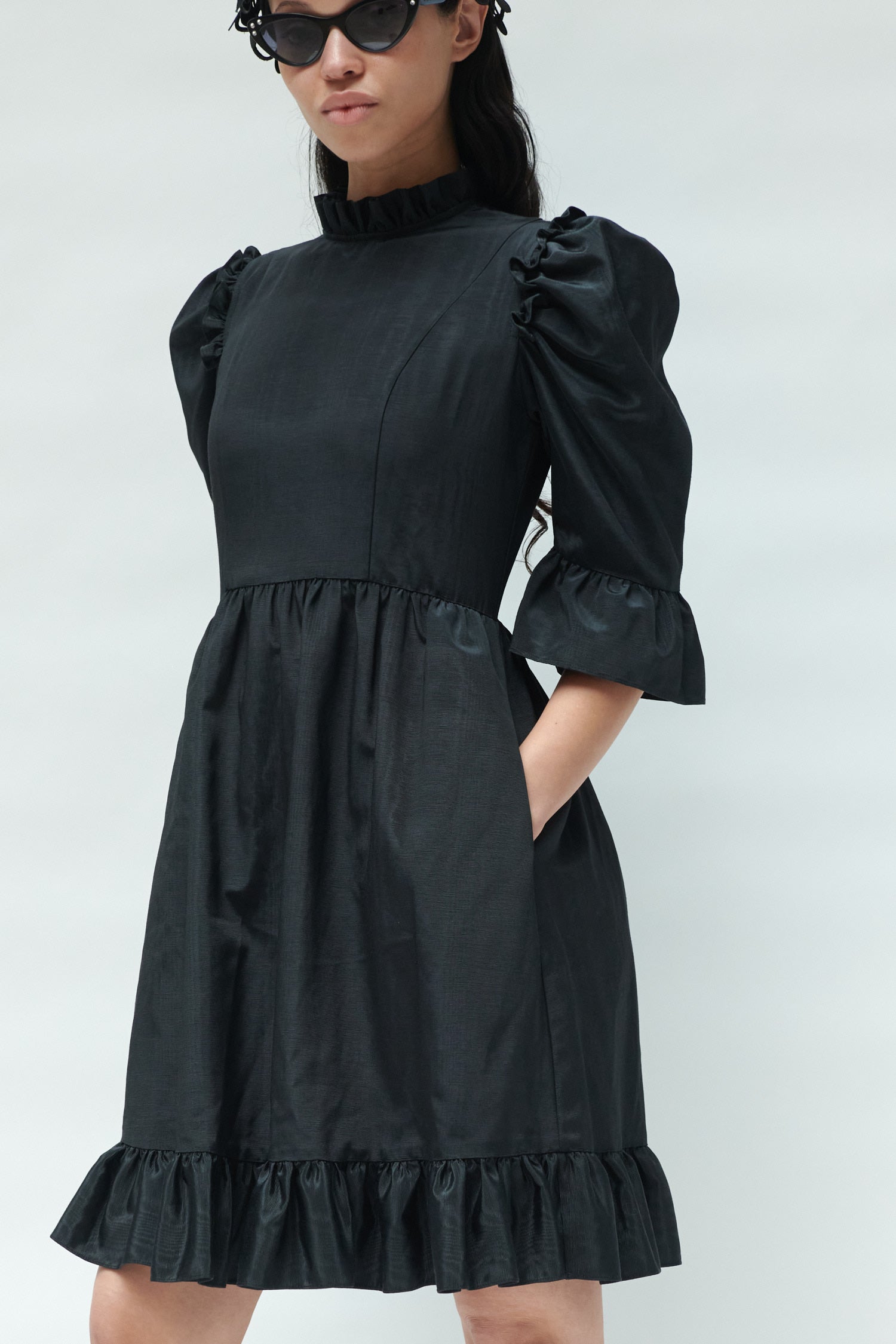 Spring Prairie Dress in Black Moiré – BATSHEVA