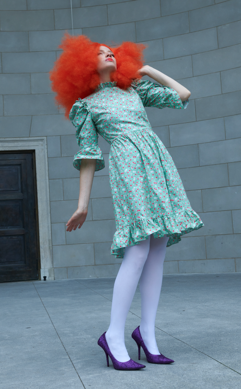 Spring Prairie Dress in Ditsy Apples 0 / Mint Green Spring Prairie Dress in Ditsy Apples 0 / Mint Green