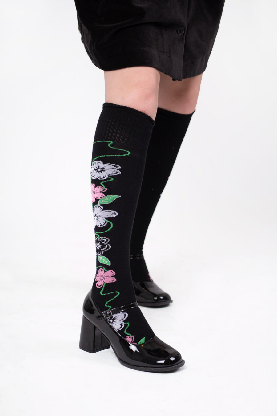BATSHEVA - Socks in Black & Pink Floral