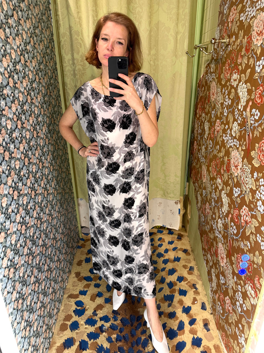 Dancer's Caftan in Grey Floral