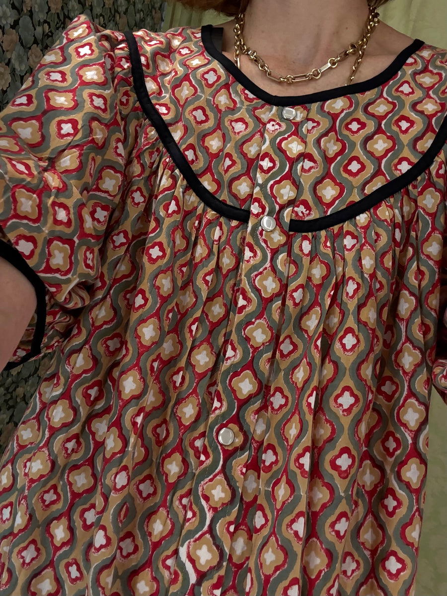 Snap Housedress in Geometric Print