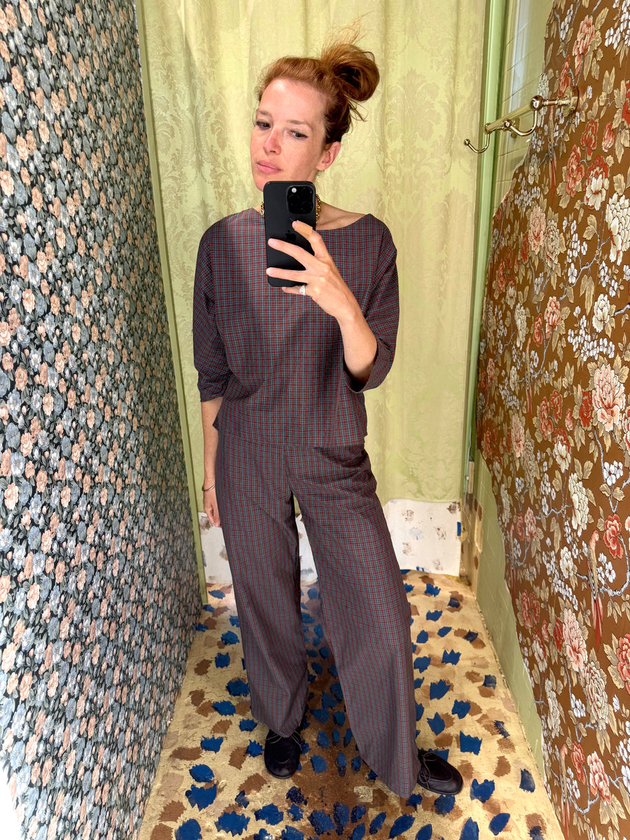 Erin Pant in Burgundy Tartan