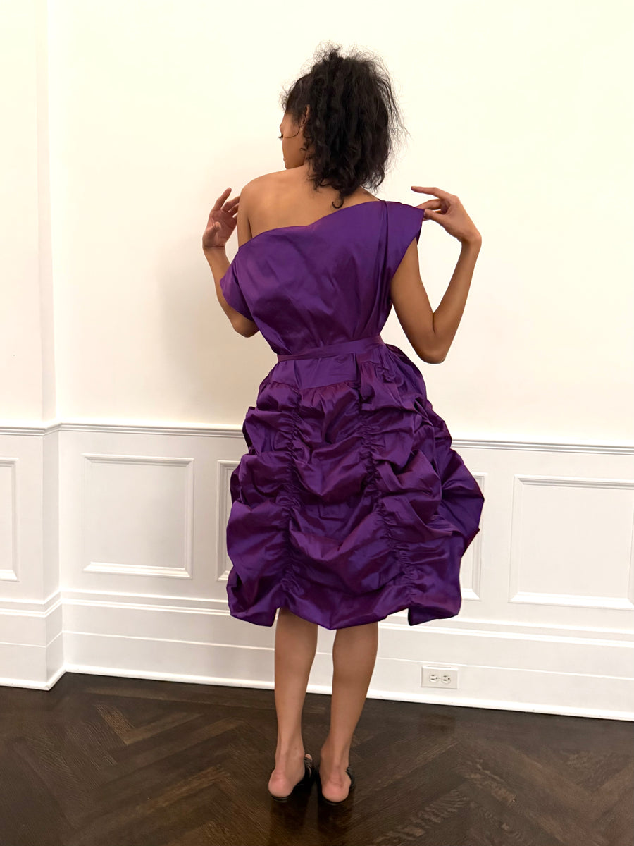 Lily Dress in Grape Taffeta
