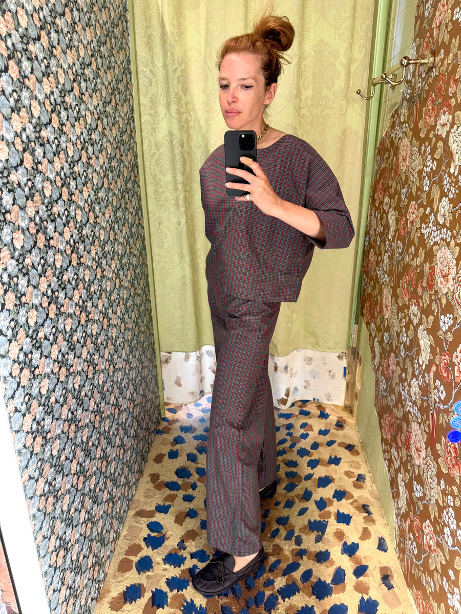 Erin Pant in Burgundy Tartan
