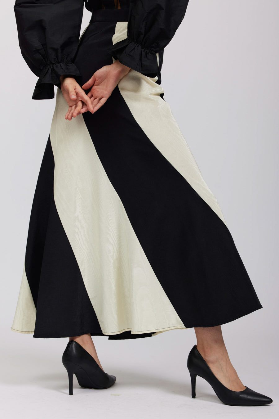 BATSHEVA - Cera Skirt in Cream & Black Moiré