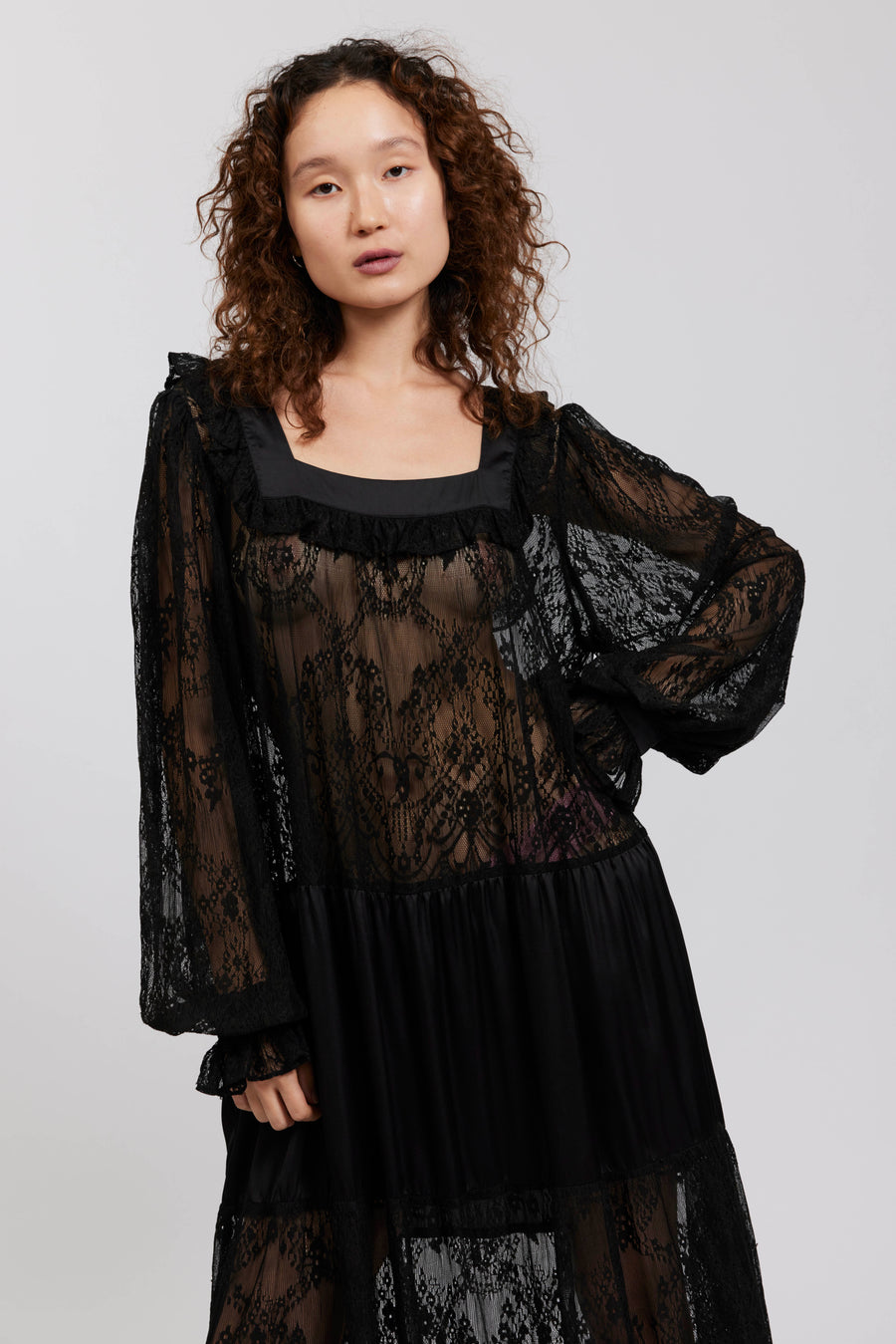 BATSHEVA - Phoebe Dress in Black Satin