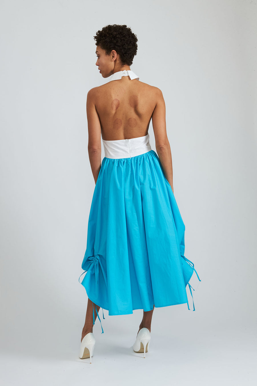 Goldie Halter Dress in Scuba Blue Goldie Halter Dress in Scuba Blue