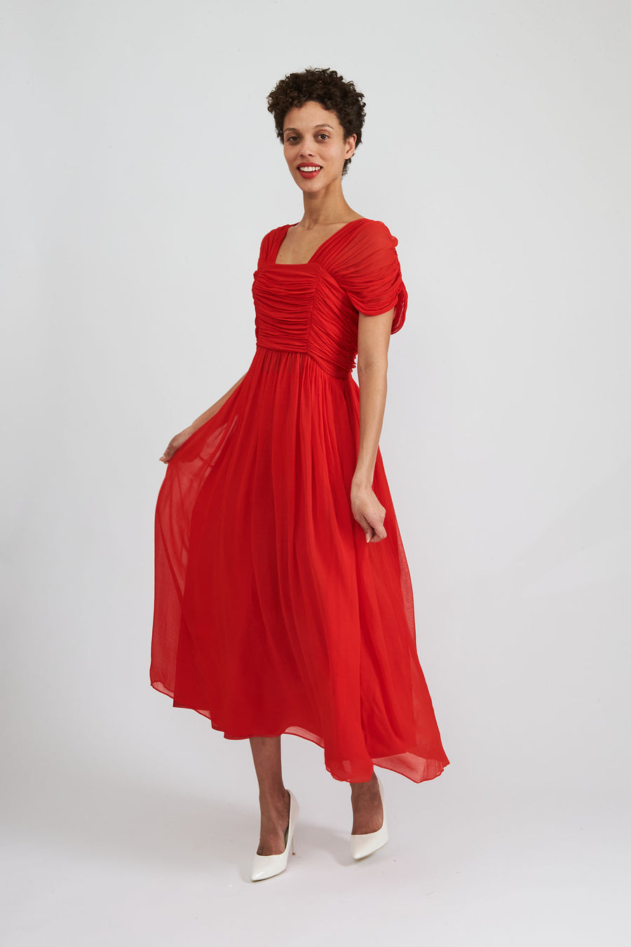 BATSHEVA - Phillipa Dress in Red Chiffon