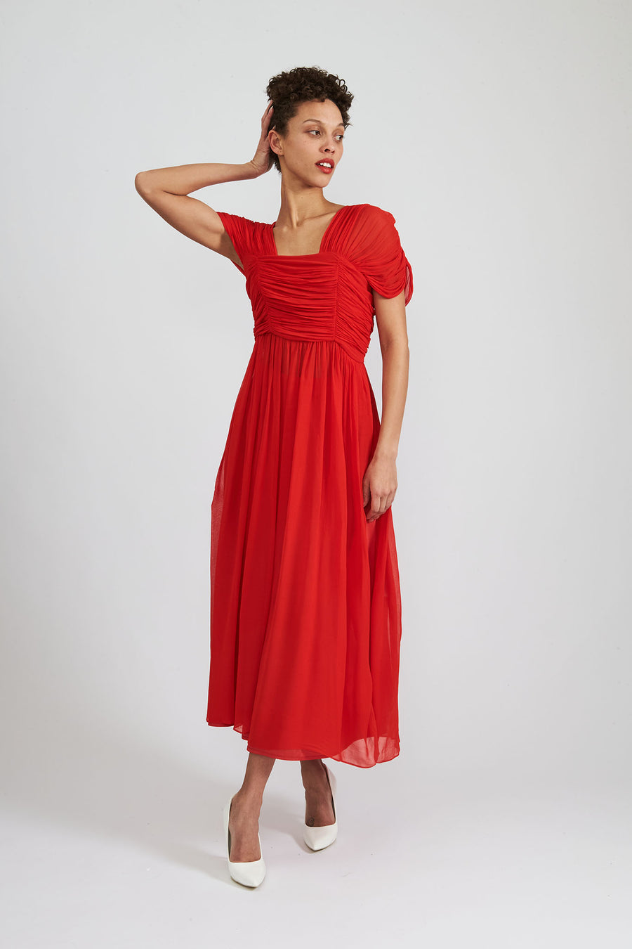 BATSHEVA - Phillipa Dress in Red Chiffon