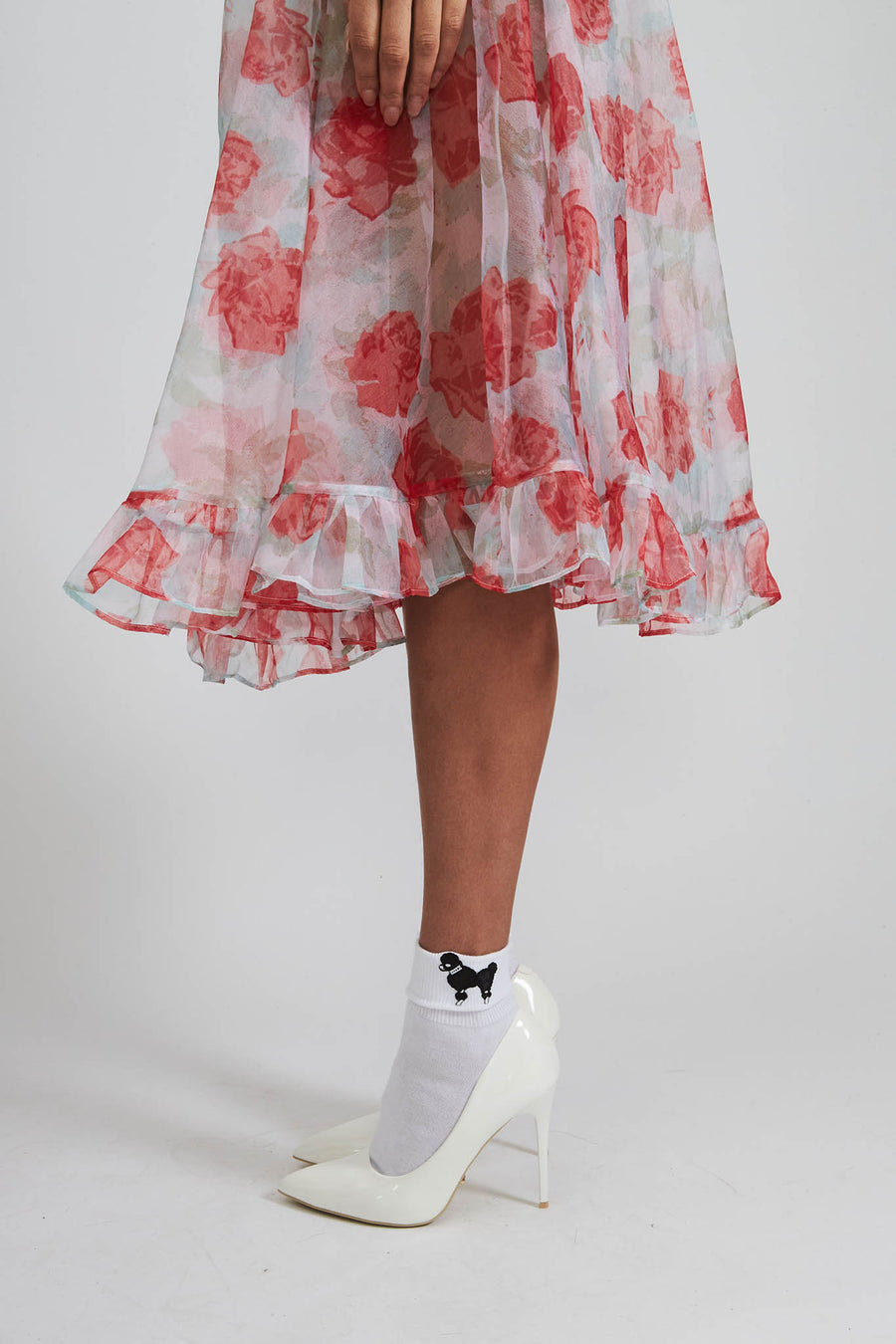 BATSHEVA - Ruffle Skirt in Painted Rose Organza