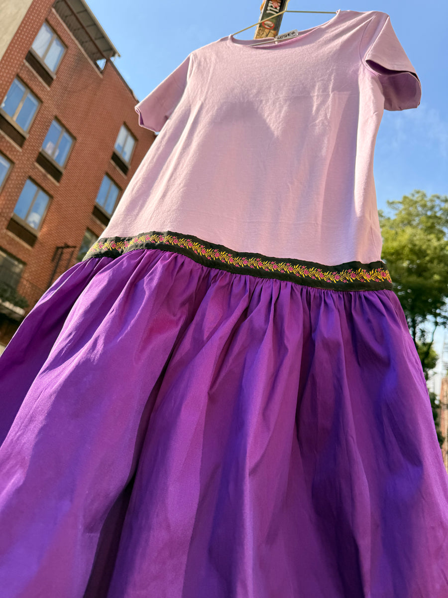 plum t shirt dress Plum Cotton T-Shirt Mini Dress with Shoulder Pads