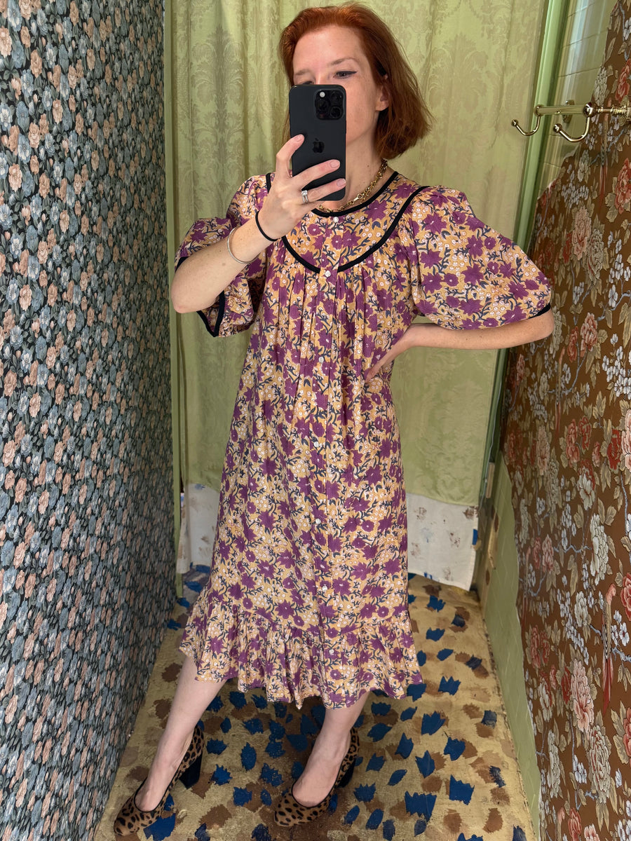 Snap Housedress in Purple Floral