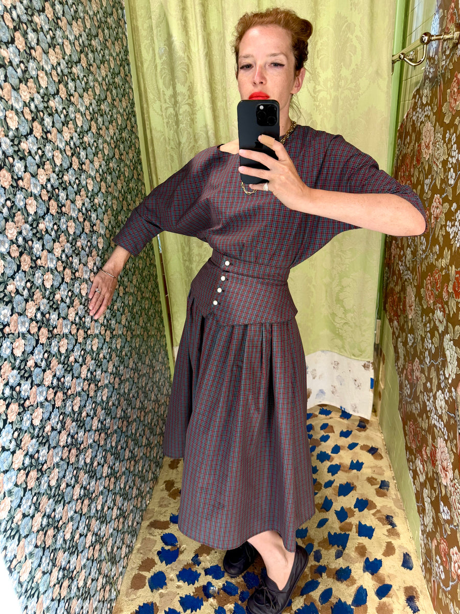 Landa Skirt in Burgundy Tartan