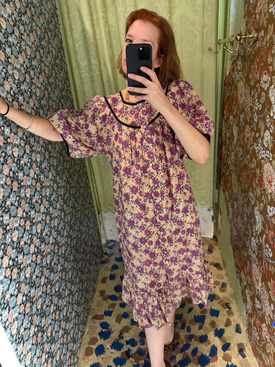 Snap Housedress in Purple Floral
