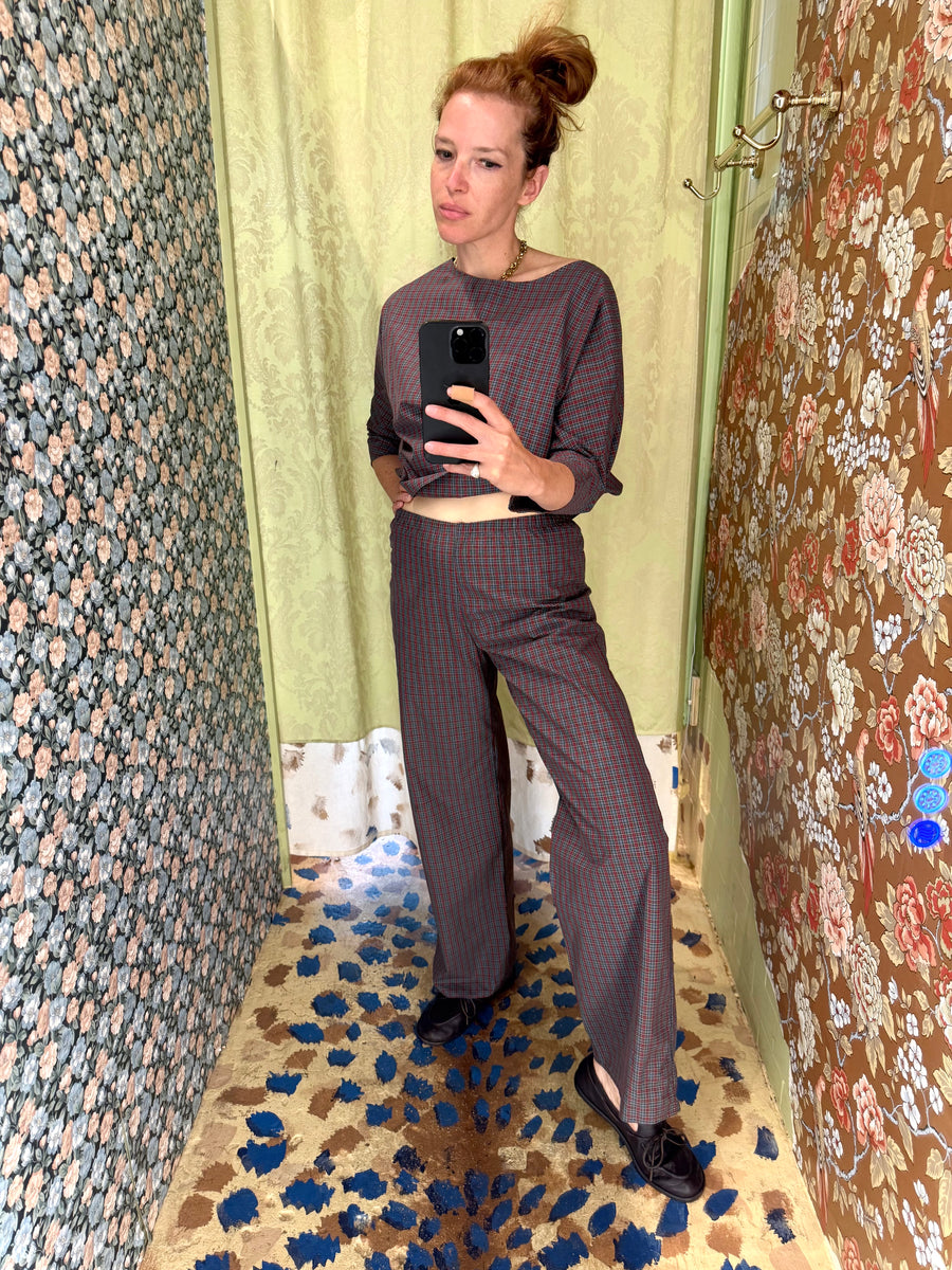 Erin Pant in Burgundy Tartan