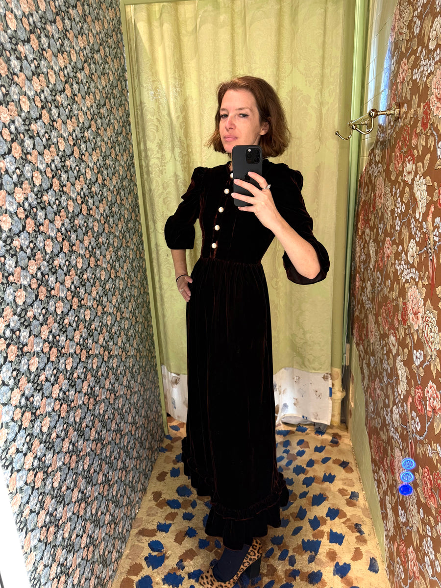 Ella Dress in Chocolate Velvet