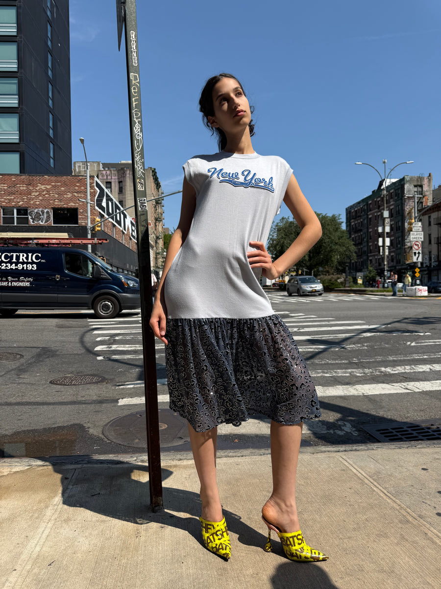 New YORK Muscle T-Shirt Dress with Glitter Tulle Skirt