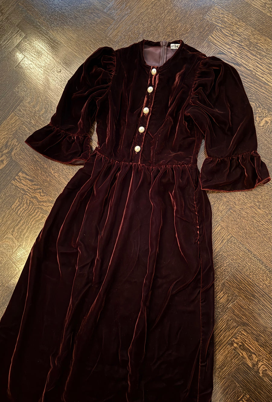 Ella Dress in Chocolate Velvet