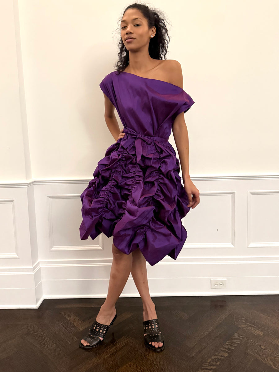 Lily Dress in Grape Taffeta