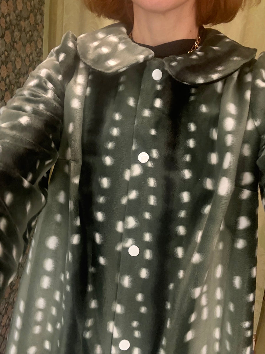 Long Peter Pan Coat in Pine Bambi