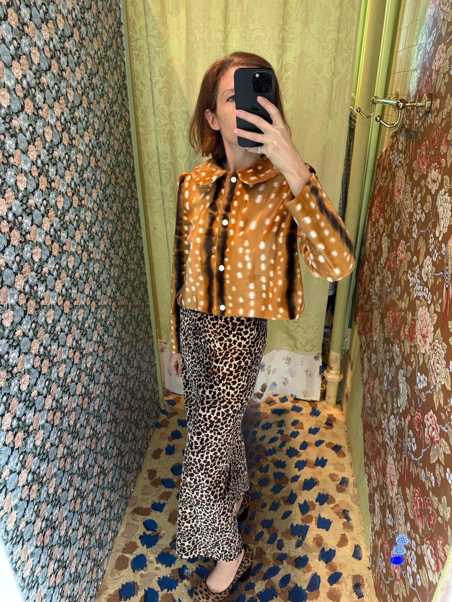 Ruffle Pant in Leopard Velvet