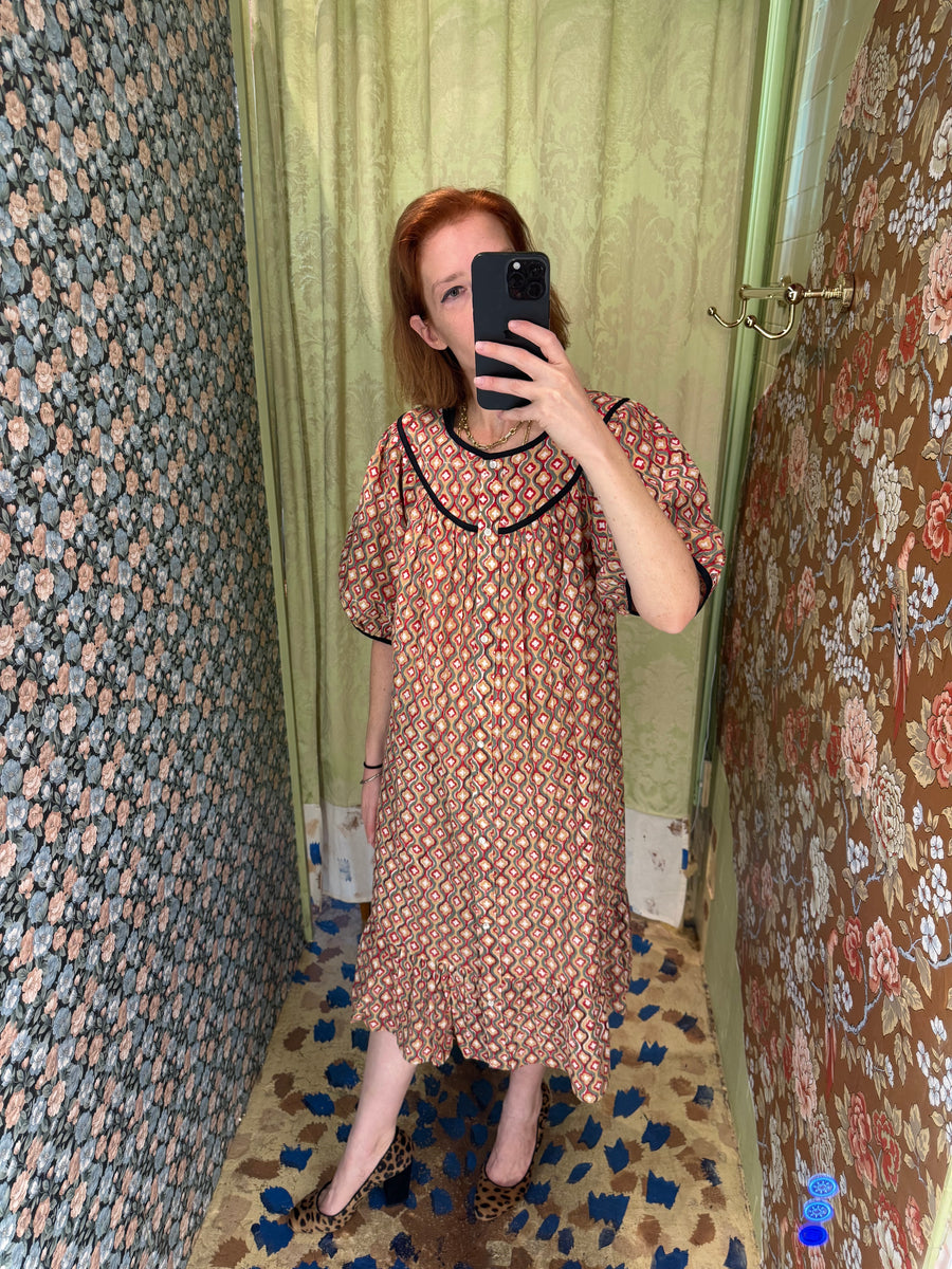 Snap Housedress in Geometric Print