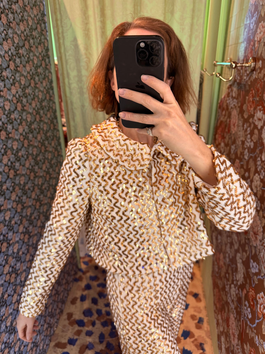 Peter Pan Coat in Knit Sequin