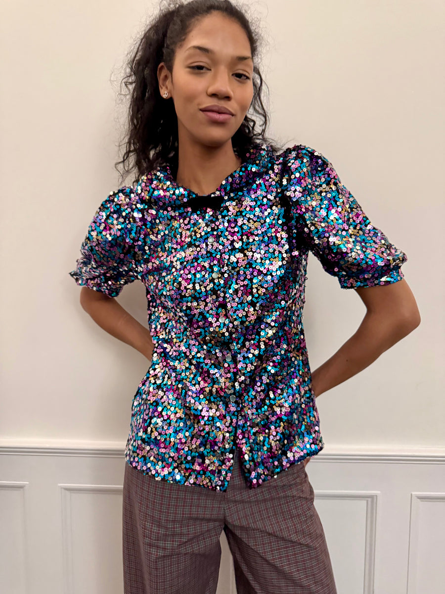 Lou Blouse in Multicolor Sequins