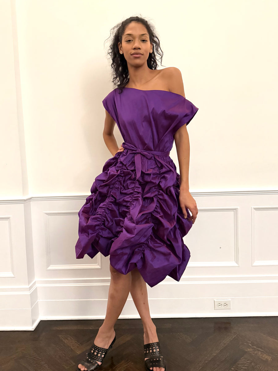 Lily Dress in Grape Taffeta