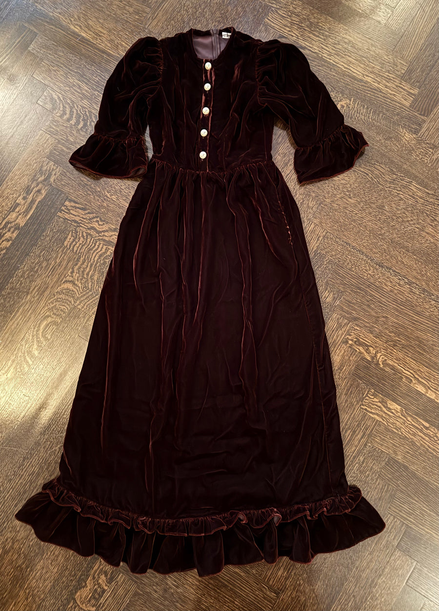 Ella Dress in Chocolate Velvet