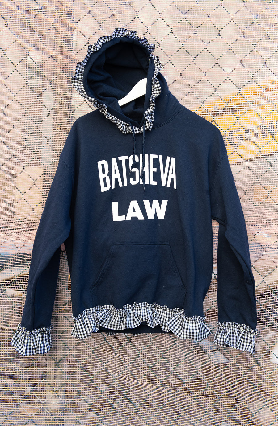 BATSHEVA - Gingham Ruffled BATSHEVA LAW Sweatshirt in Navy