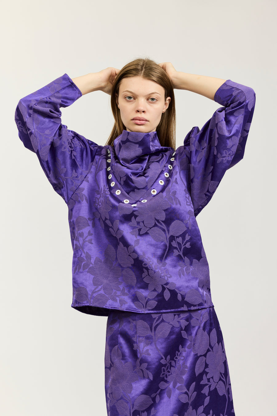 Adorne Top in Purple Jacquard