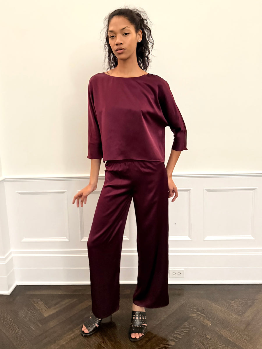 Erin Pant in Merlot Silk Charmeuse