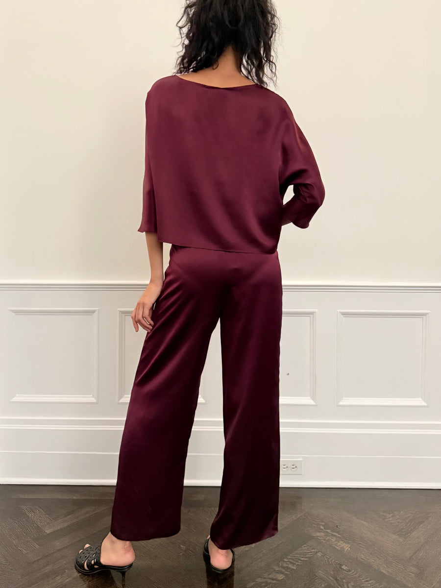 Erin Pant in Merlot Silk Charmeuse