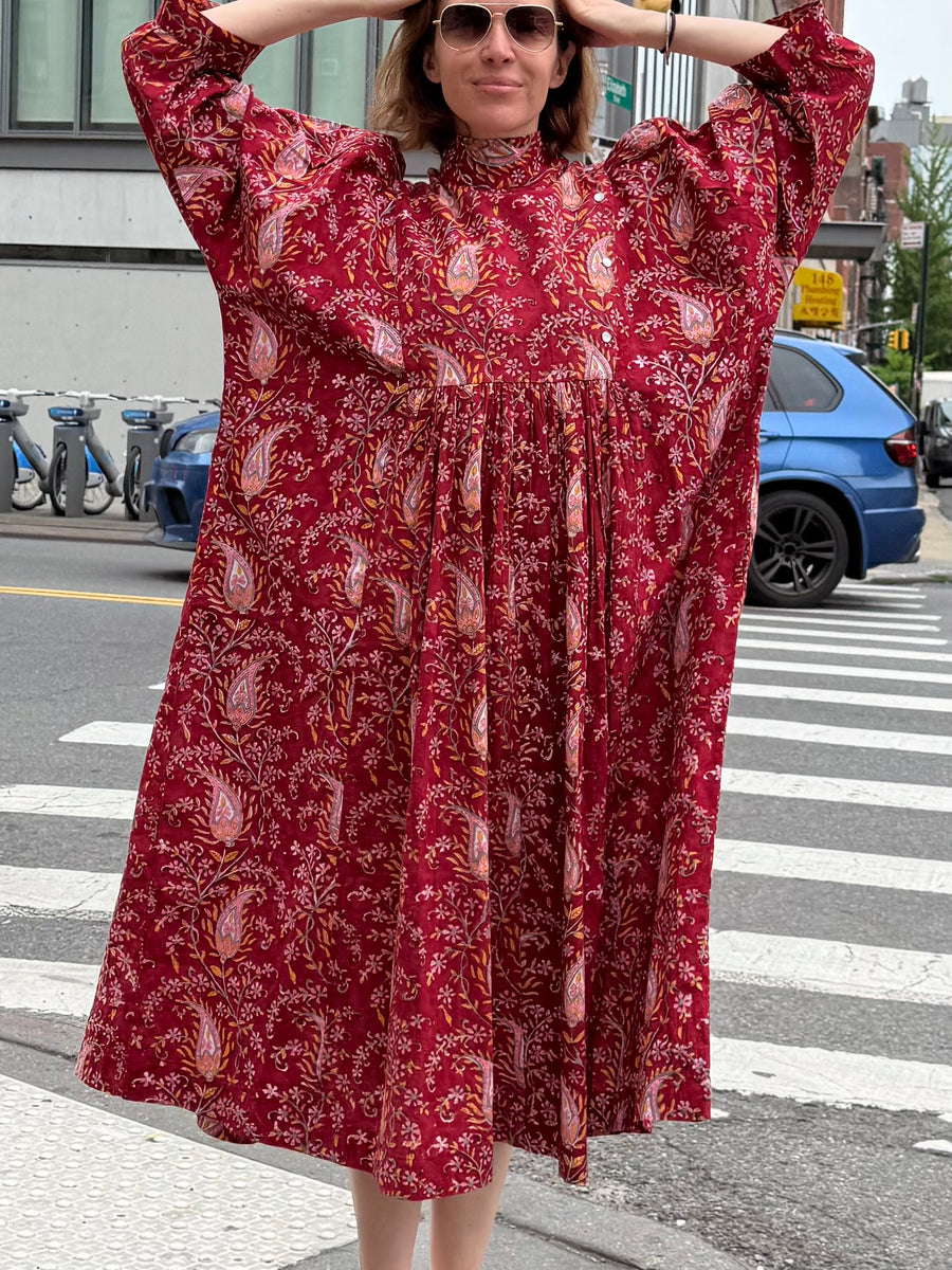 Snap Smock Dress in Bordeaux Paisley – BATSHEVA
