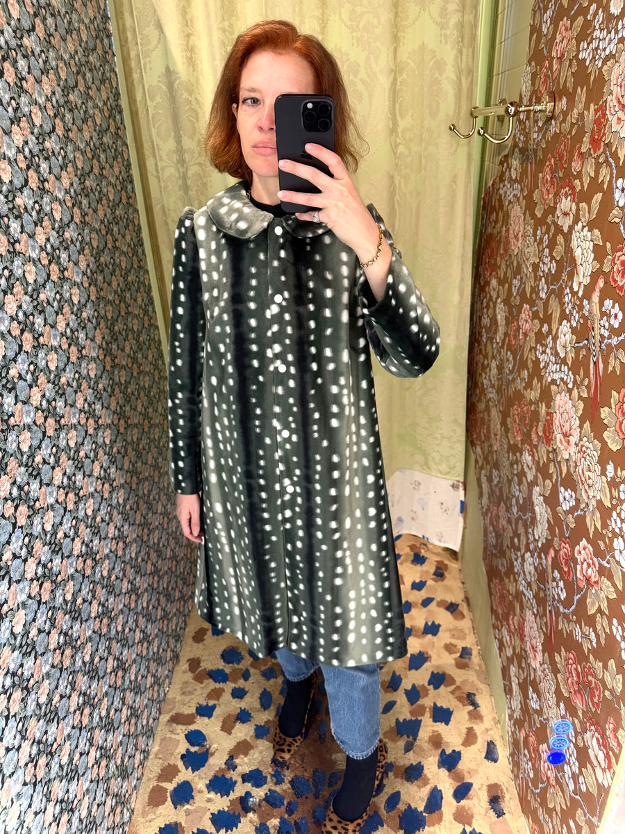 Long Peter Pan Coat in Pine Bambi