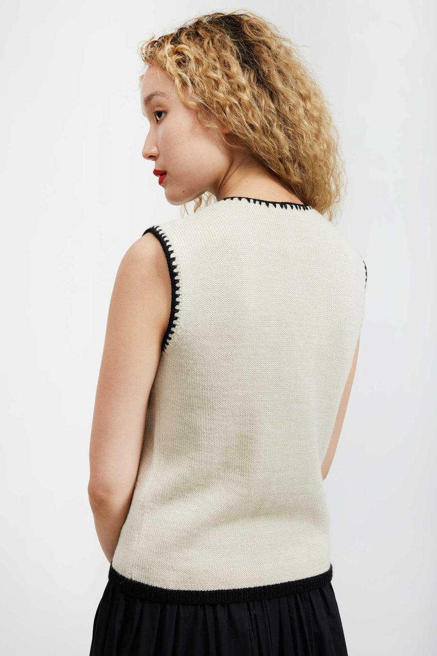 BATSHEVA - Blythe Knit Vest in Cream Alpaca