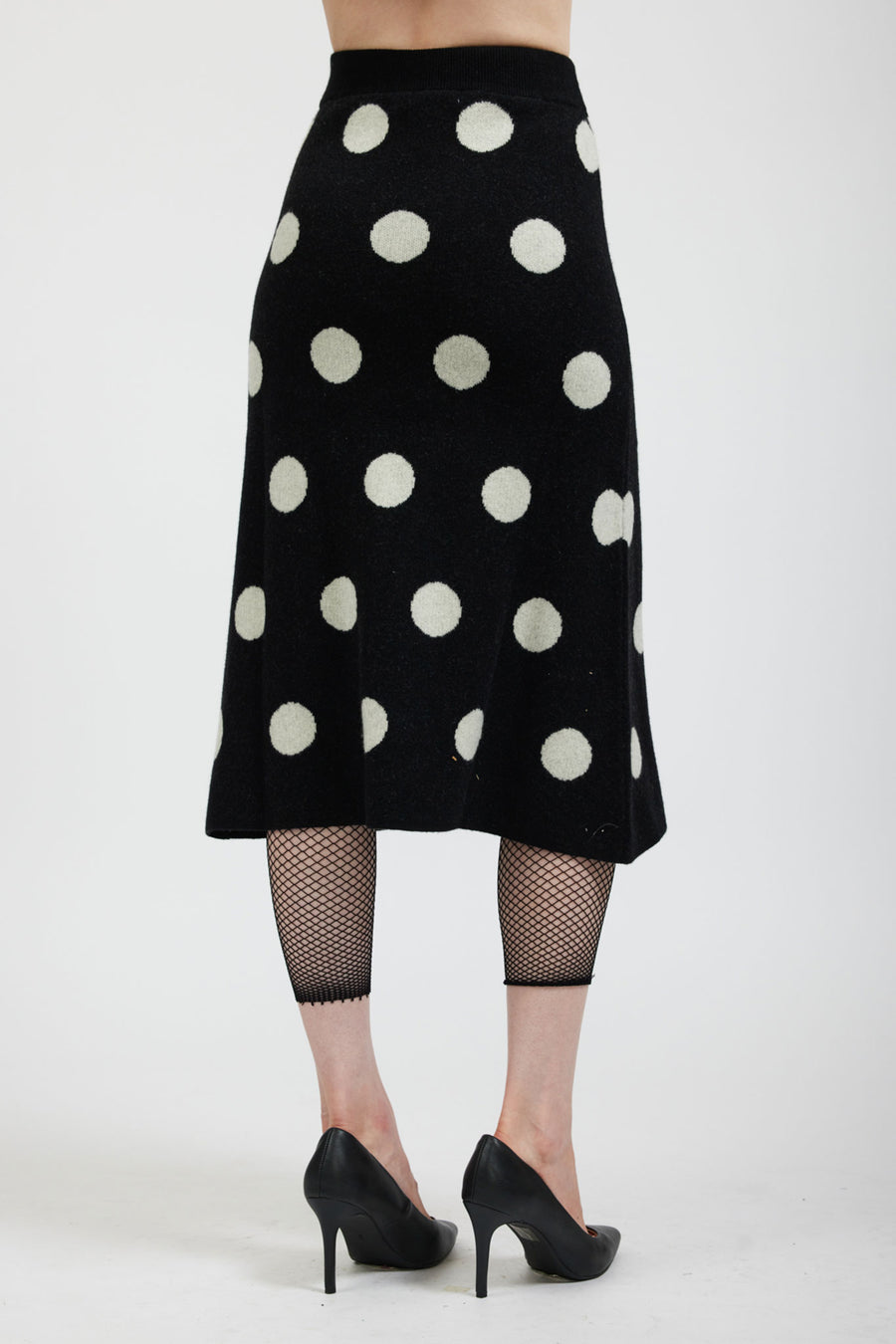 BATSHEVA - Saga Polka Dot Cashmere Skirt in Black