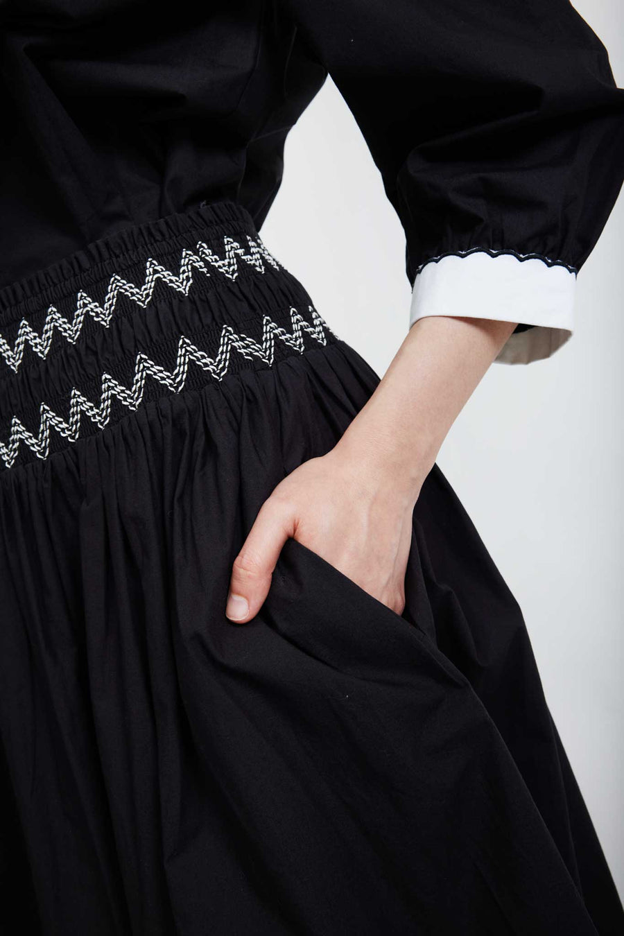 BATSHEVA - Smocked Skirt in Black