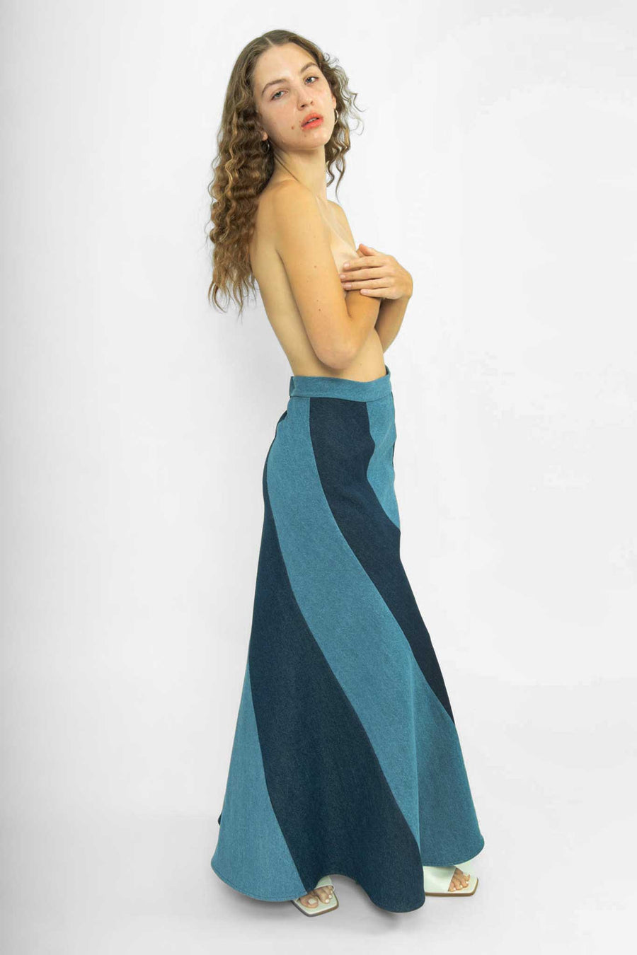 BATSHEVA - Cera Skirt in Blue Denim
