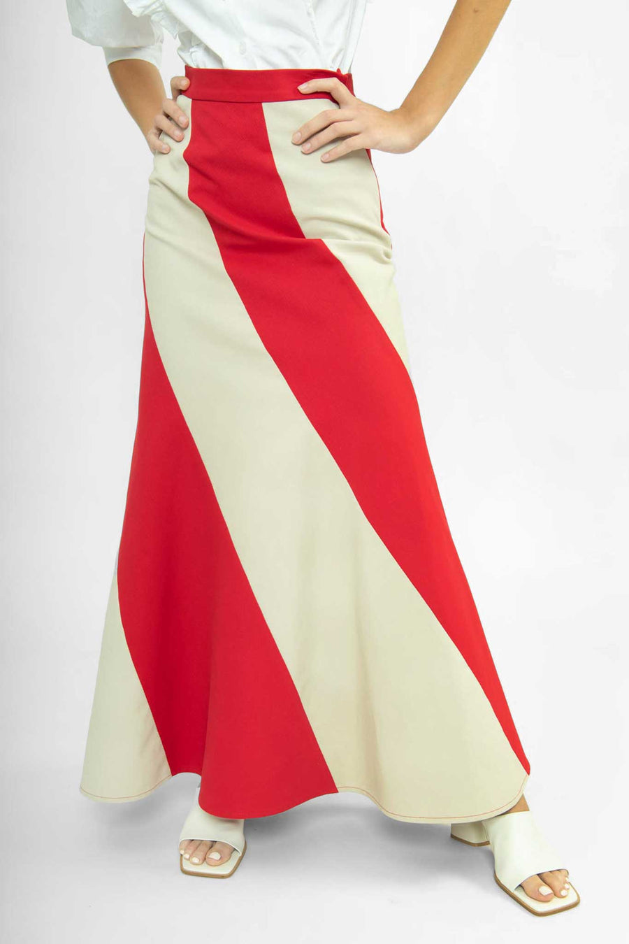 BATSHEVA - Cera Skirt in Red Cotton Twill