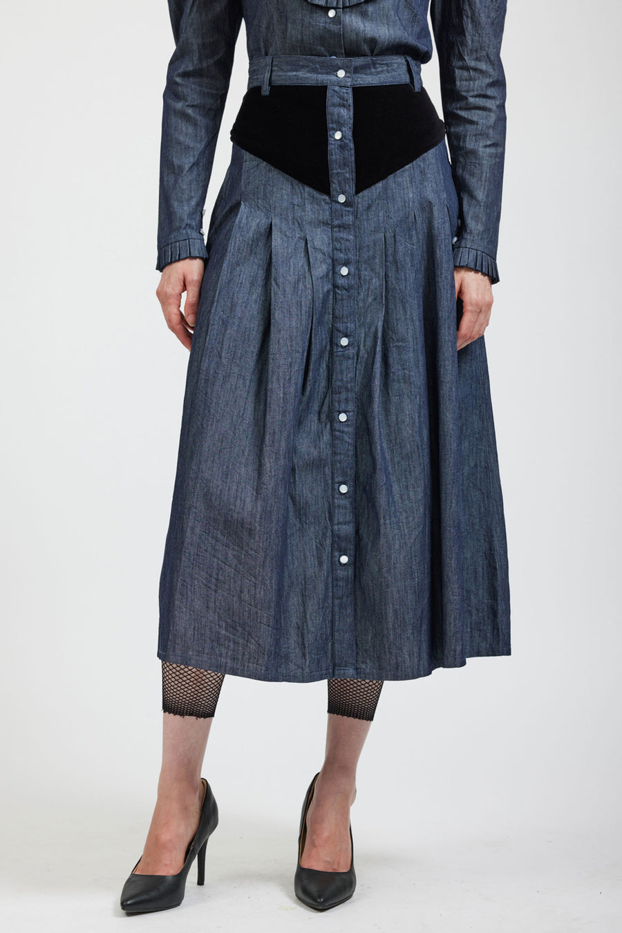 Sample Sale Denim Patch Skirt