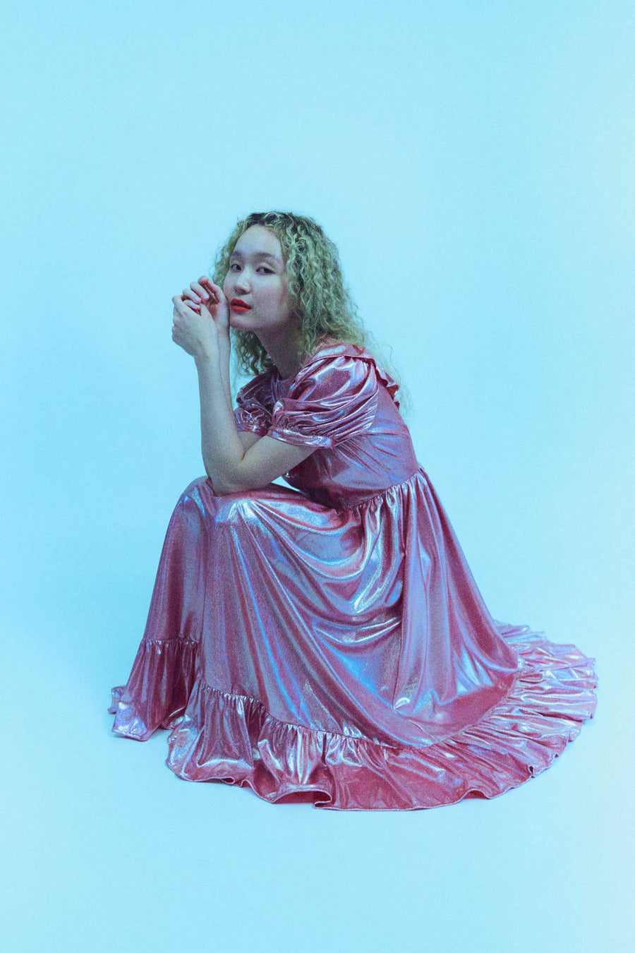 BATSHEVA - May Dress in Ballerina Pink Holographic