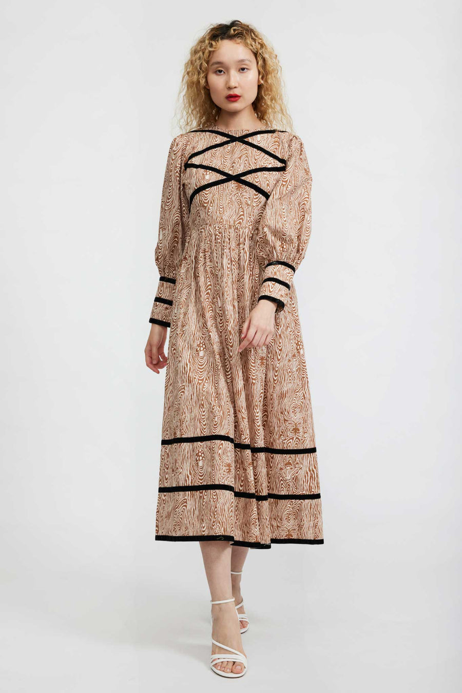BATSHEVA - Clemmie Dress in Woodgrain Fantasy