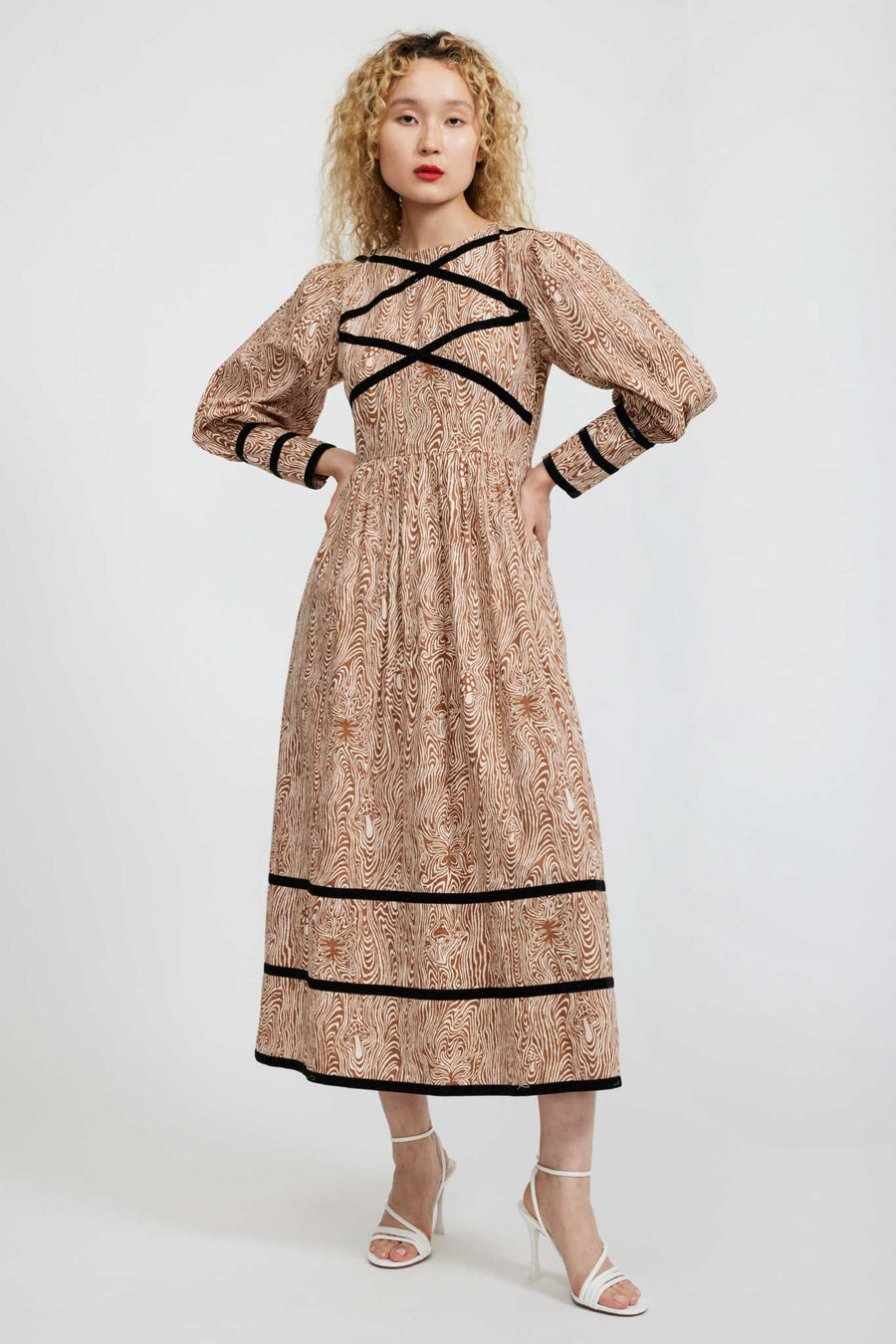 BATSHEVA - Clemmie Dress in Woodgrain Fantasy